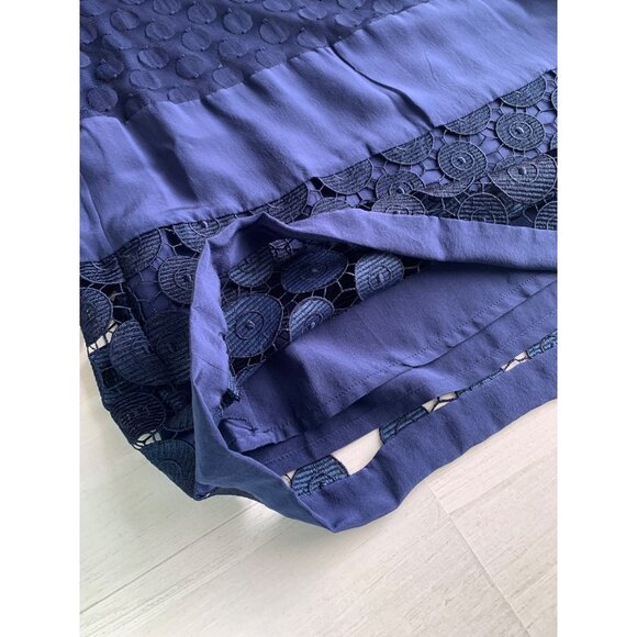 Diane Von Furstenberg Navy Sheer Polka Dot Lace Shift Dress Size 10 - Picture 8 of 11